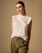 Camiseta con Bordados Paisley - Blanco