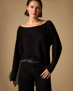 Camiseta Negra con Lurex Off-Shoulder - Negro