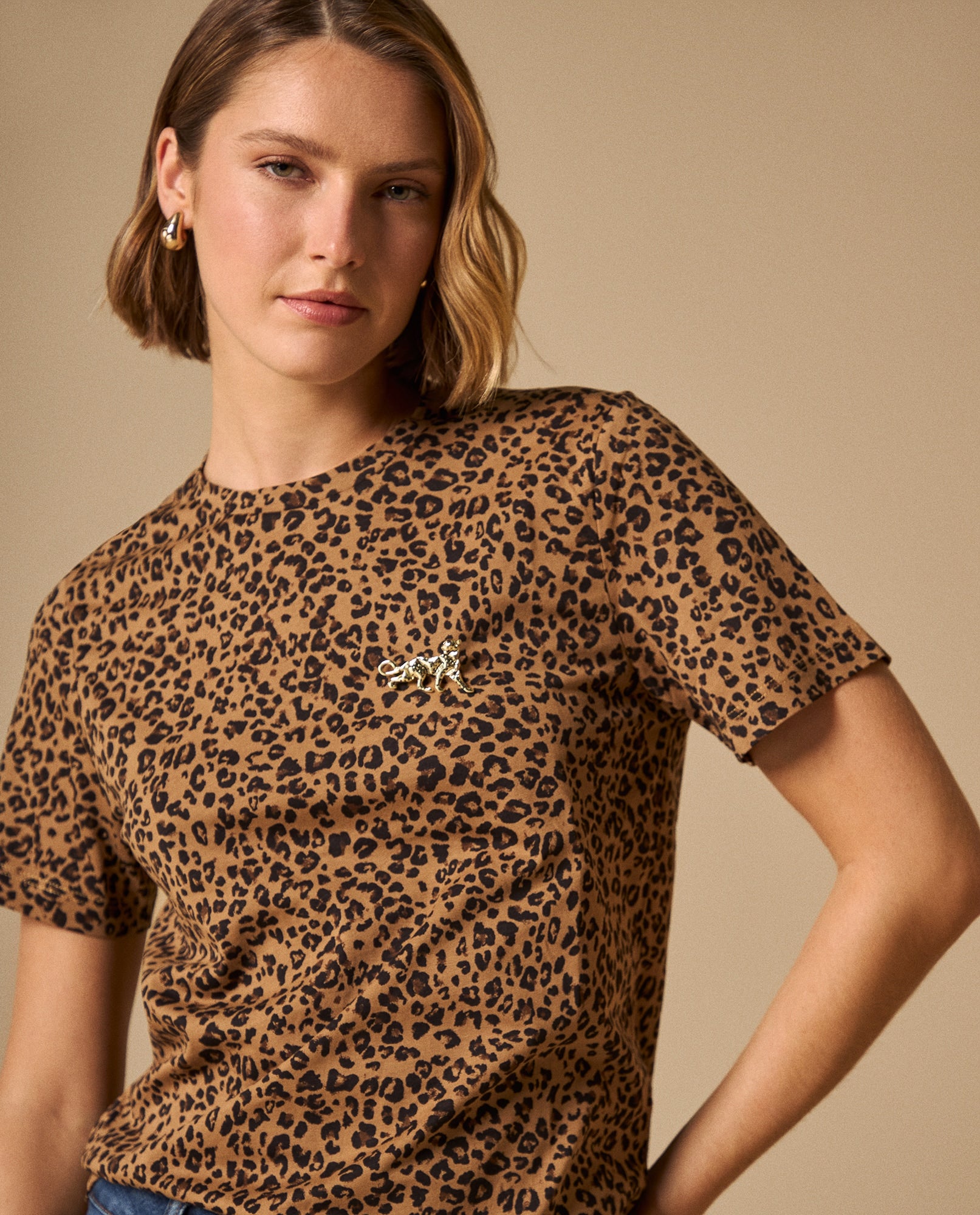 Camiseta Animal Print Beige Premium - Beige 34_609G019_BEI161315_3