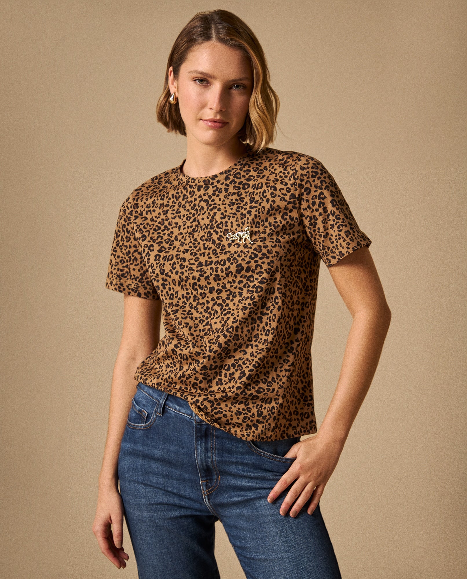 Camiseta Animal Print Beige Premium - Beige 34_609G019_BEI161315_4