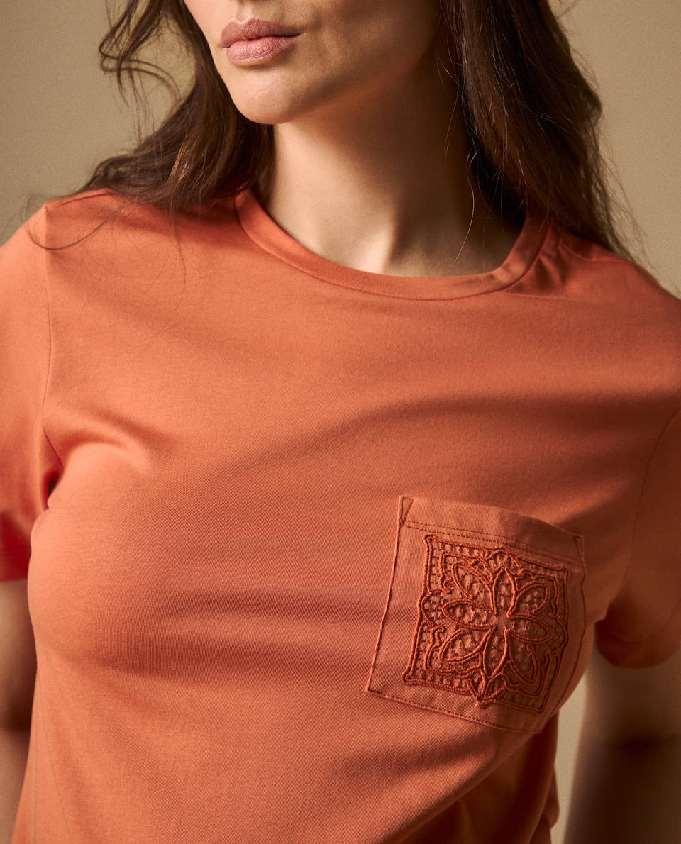 Camiseta Naranja con Bordado Floral - Naranja 34_609G020_NAR161435_4