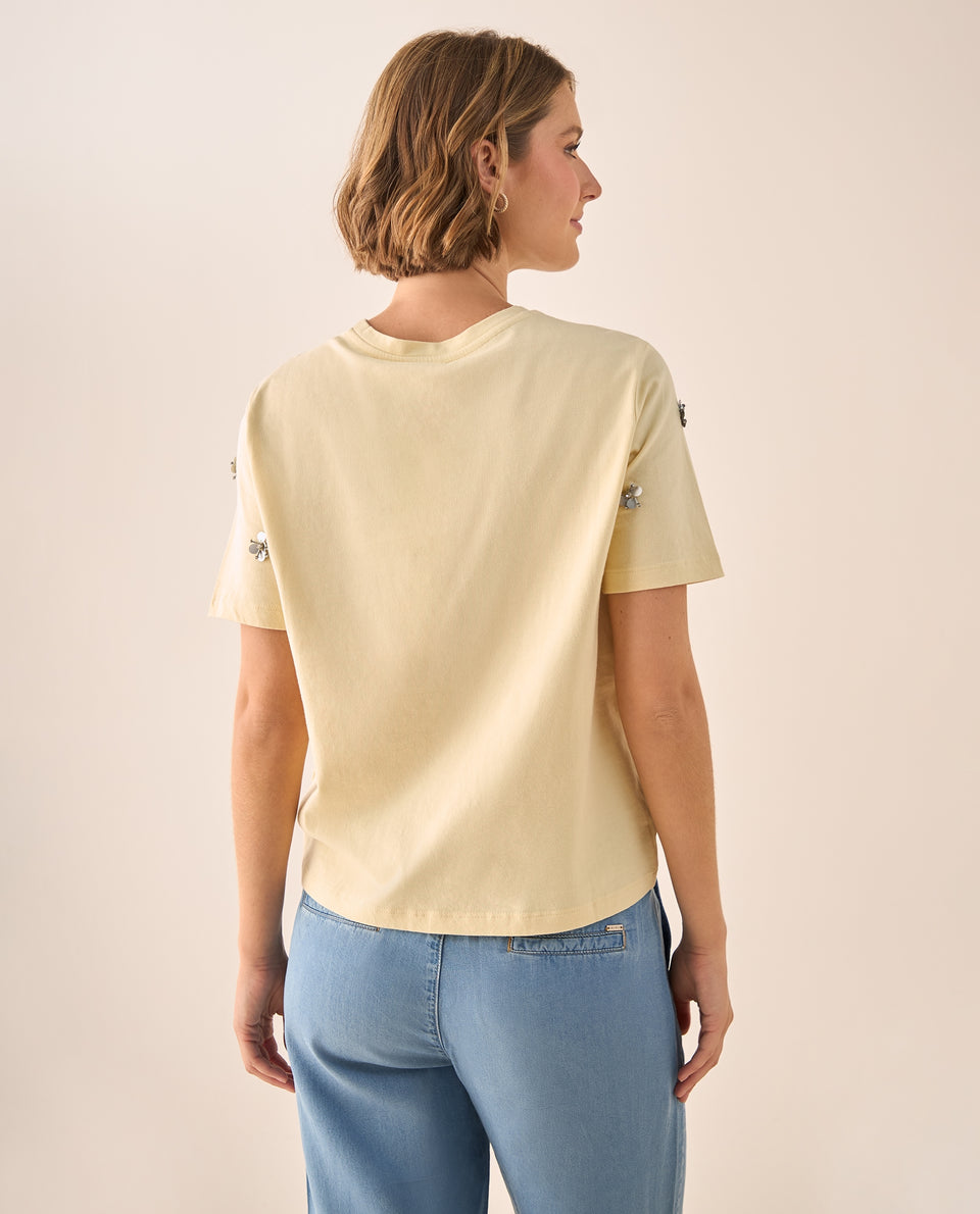 Camiseta con Flores Bordadas y Perlas - Beige 34_609G200_BEI160713_6