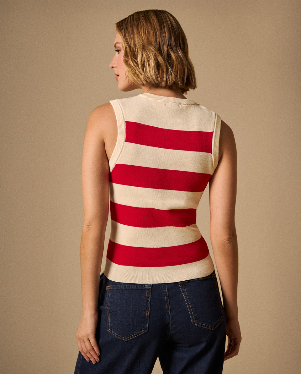 Camiseta Rayas Sin Mangas - Rojo 34_609G220_ROJ171654_5
