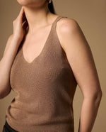 Camiseta Tejida con Lurex Dorado - Café 34_609G226_CAF181029_0