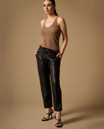 Camiseta Tejida con Lurex Dorado - Café