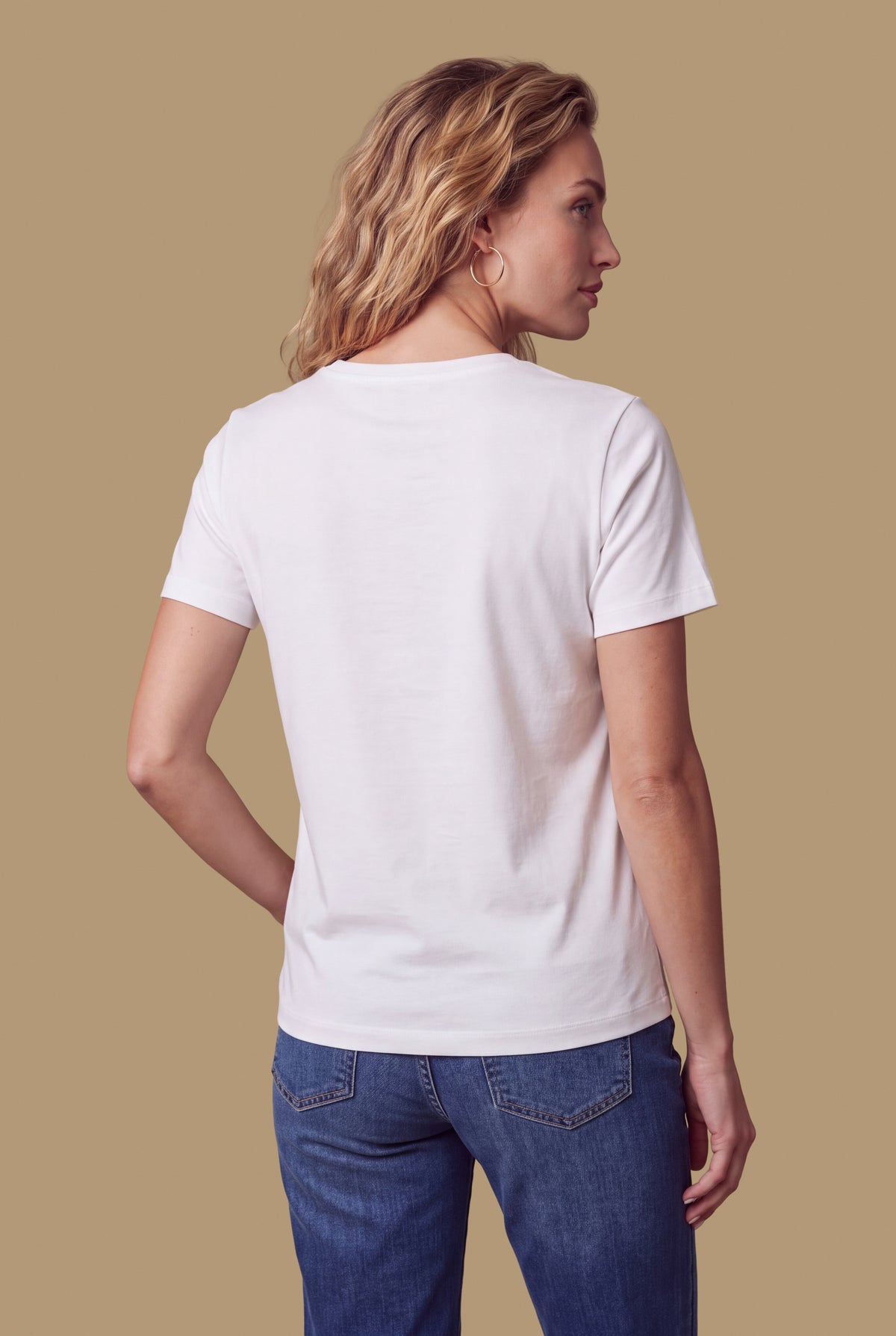 Camiseta manga corta bordada - Crudo