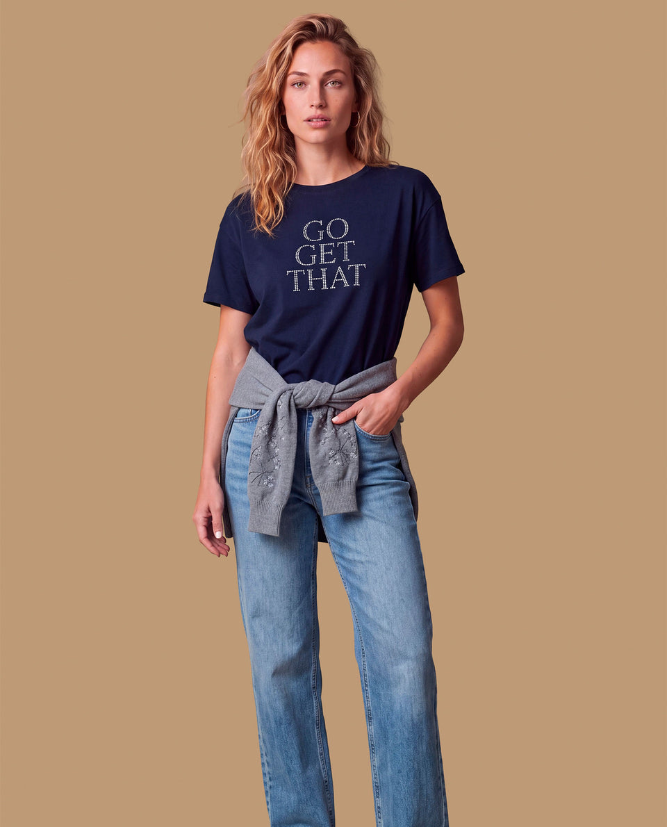 Camiseta manga corta texto blanco - Azul 34_609H092_AZU193933_3