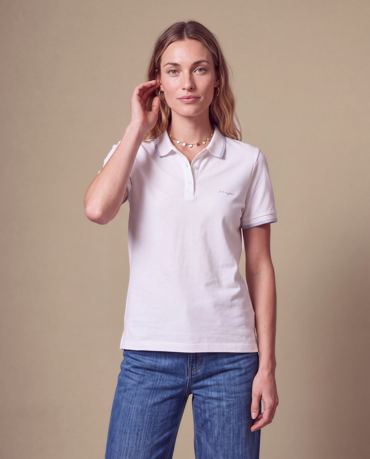 Camiseta polo manga corta bordada - Blanco 34_609H191_BLA110601_0