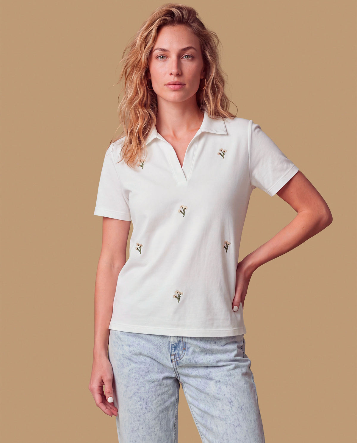 Camiseta polo bordados minimalistas - Blanco 34_609H193_BLA110601_0