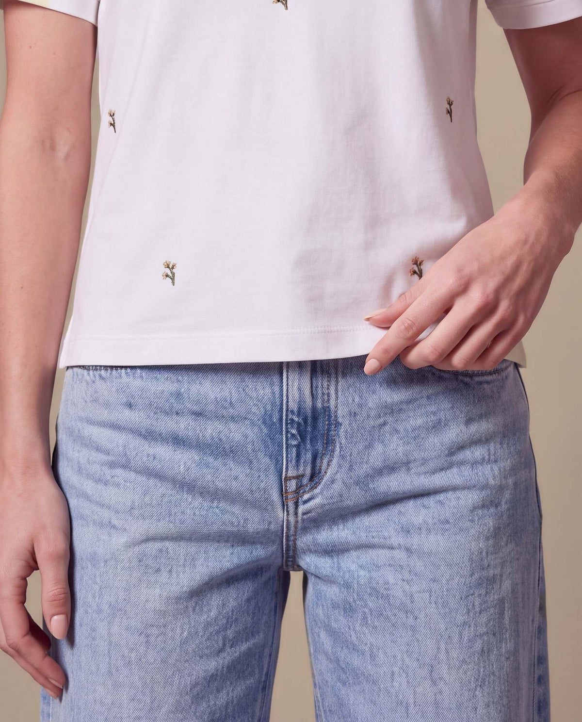 Camiseta polo bordados minimalistas - Blanco