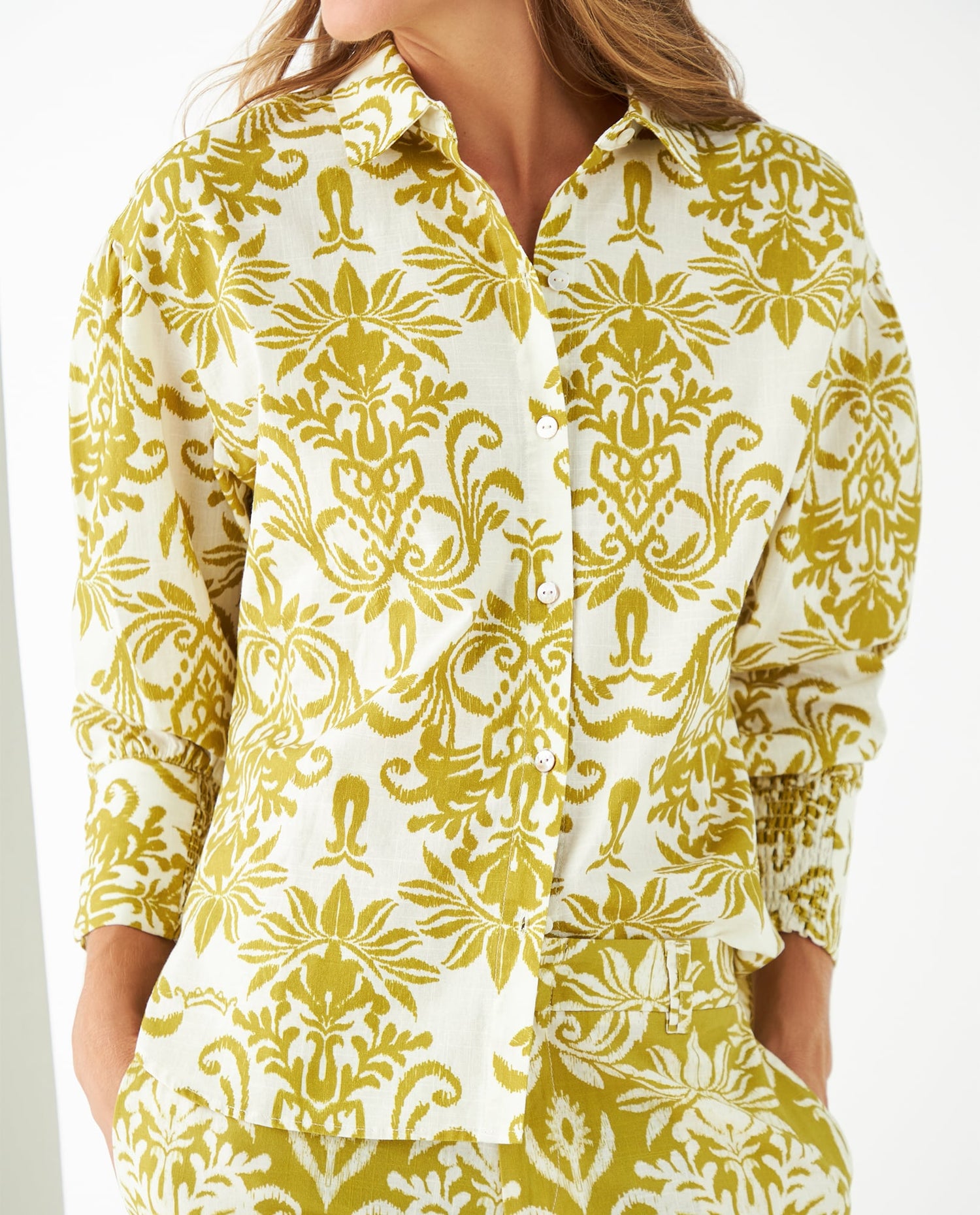 Camisa manga larga estampada para mujer - Verde