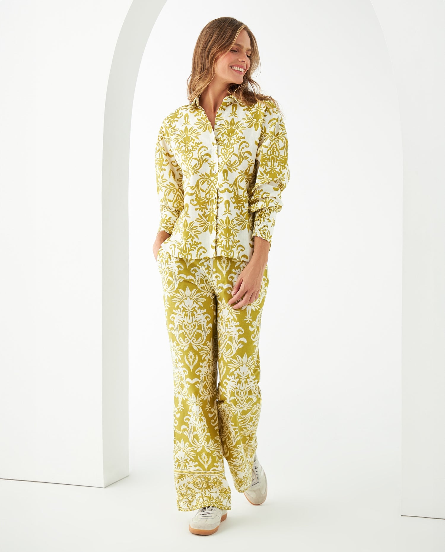 Camisa manga larga estampada para mujer - Verde