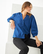 Camisa con escote en V para mujer - Azul