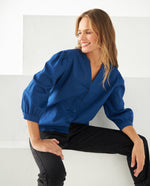 Camisa con escote en V para mujer - Azul