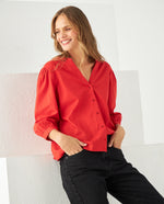 Camisa con escote en V para mujer - Naranja
