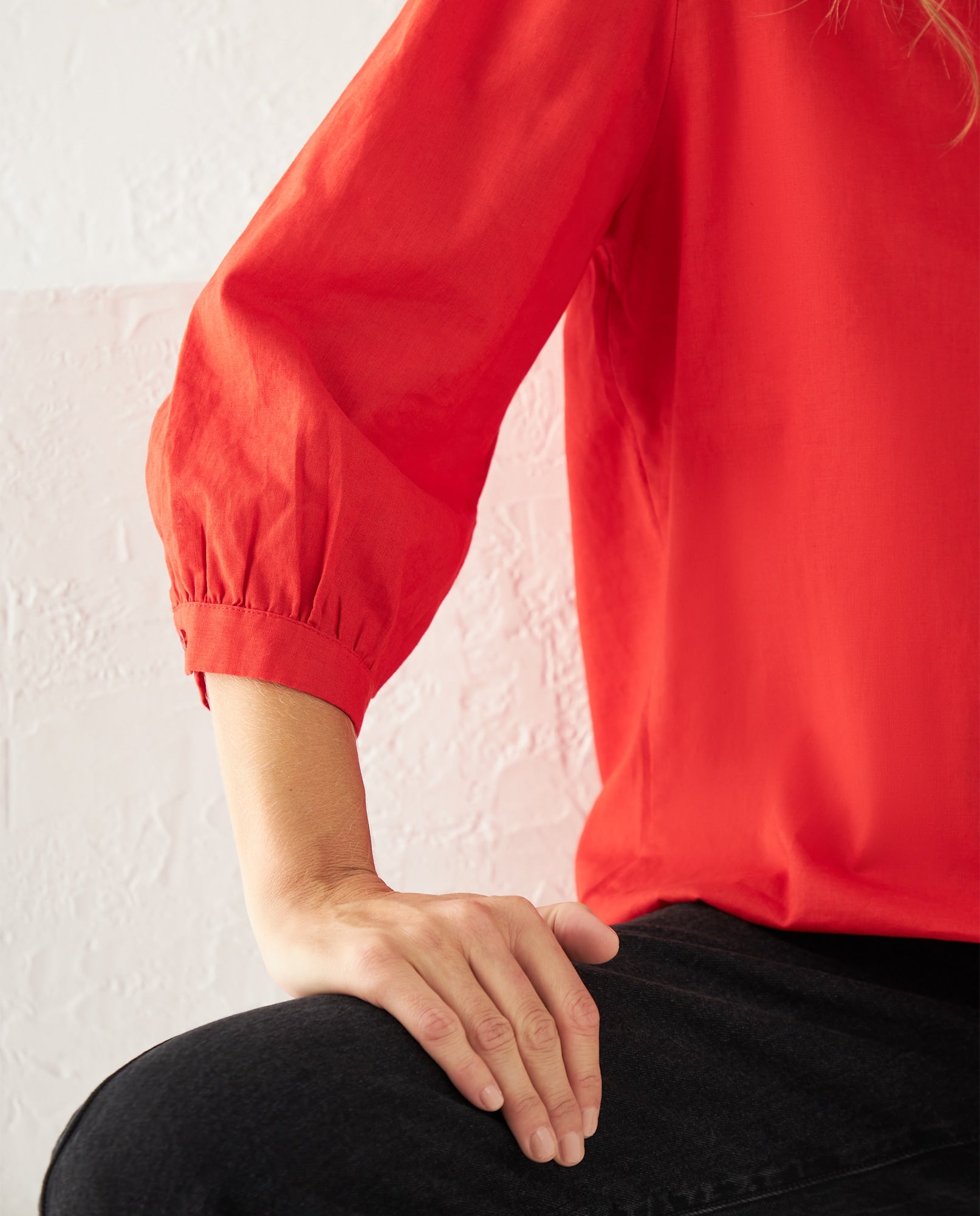 Camisa con escote en V para mujer - Naranja 34_611F047_NAR181555_6
