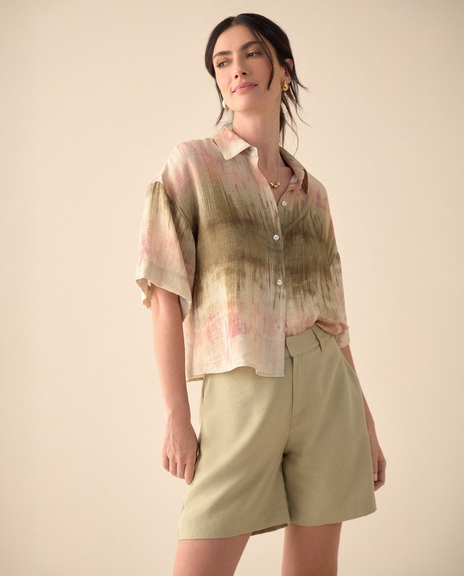 Camisa de largo pretinero para muer - Beige