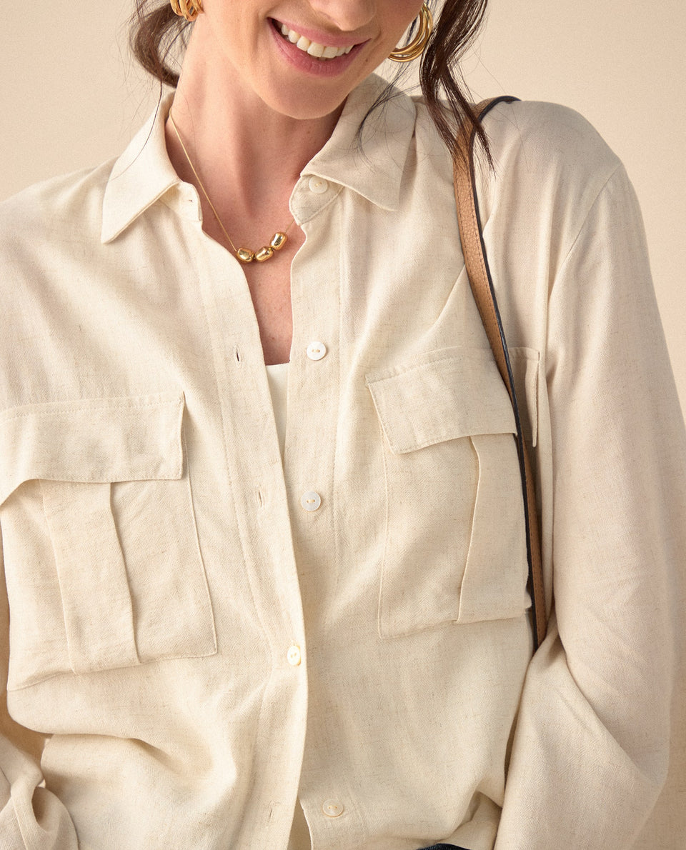 Camisa de silueta amplia para mujer - Crudo 34_611G001_CRU110103_3