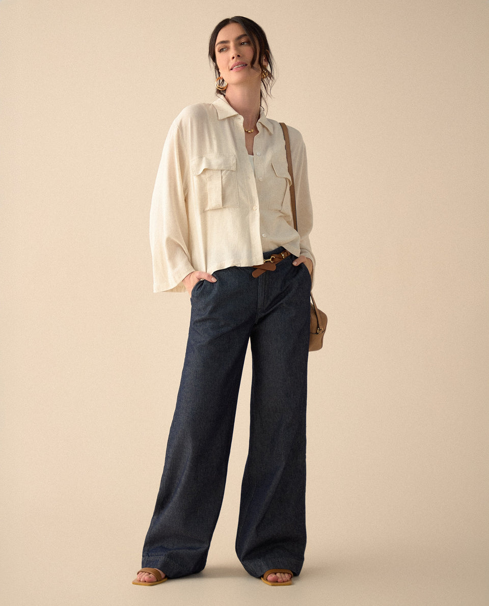 Camisa de silueta amplia para mujer - Crudo 34_611G001_CRU110103_5