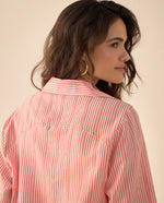 Camisa preteñida a rayas para mujer - Naranja