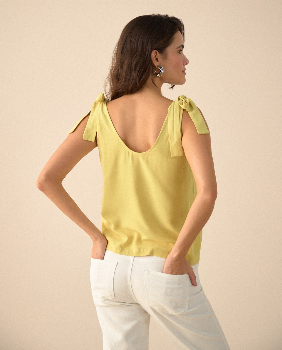 Camisa con escote en V para mujer - Amarillo 34_611G006_AMA140636_4