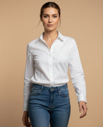 Camisa con flores bordadas para mujer - Crudo