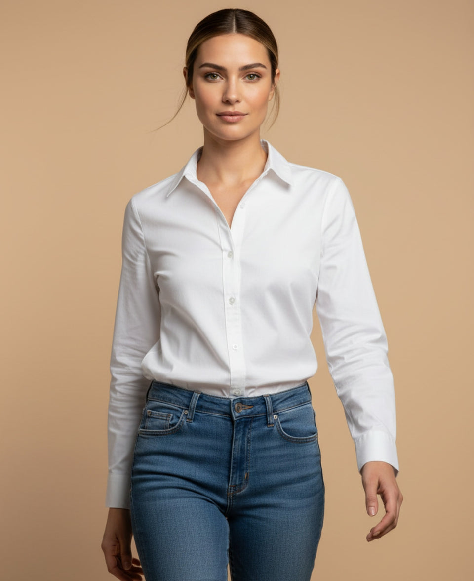 Camisa con flores bordadas para mujer - Crudo 34_611G010_CRU110602_1