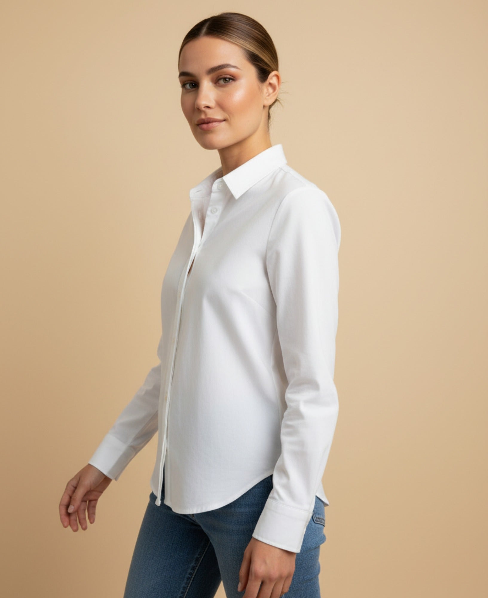 Camisa con flores bordadas para mujer - Crudo 34_611G010_CRU110602_2