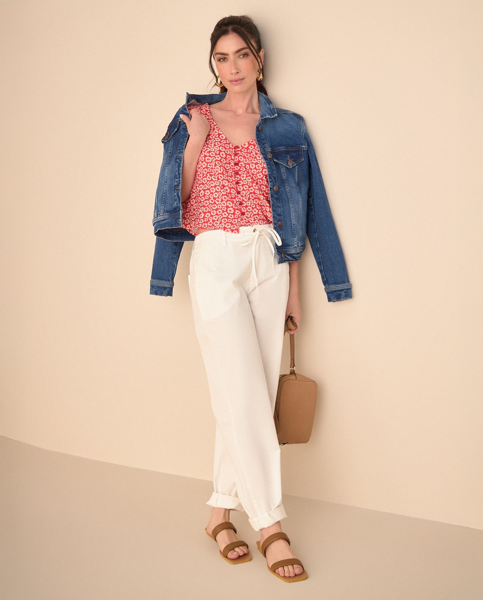Camisa con estampado de flores para mujer - Rojo 34_611G011_ROJ191664_5