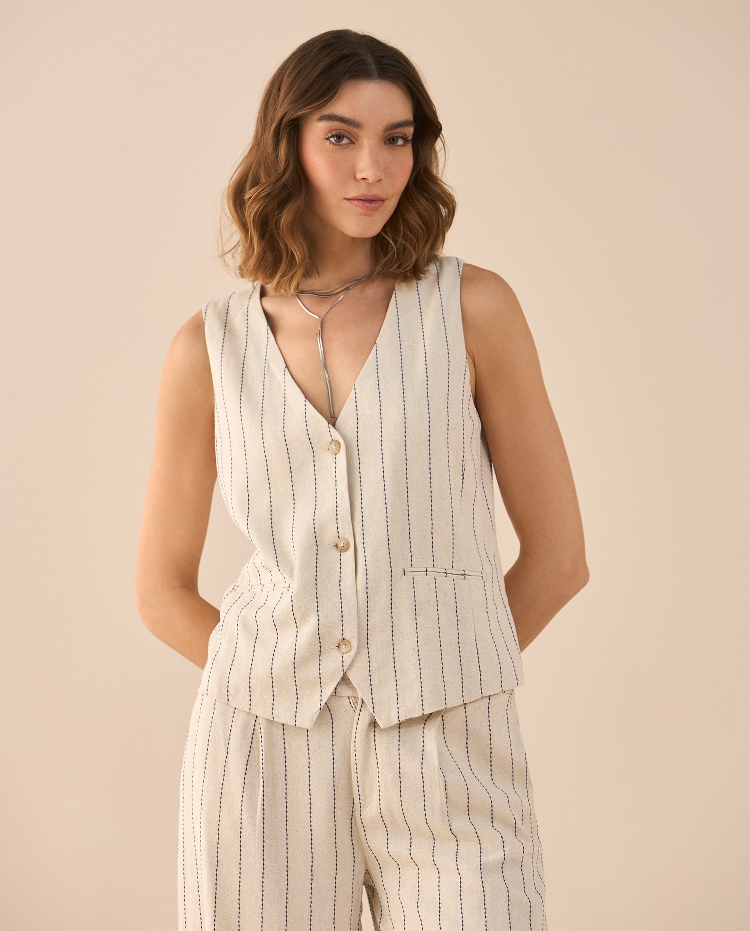 Camisa tipo chaleco para mujer - Blanco