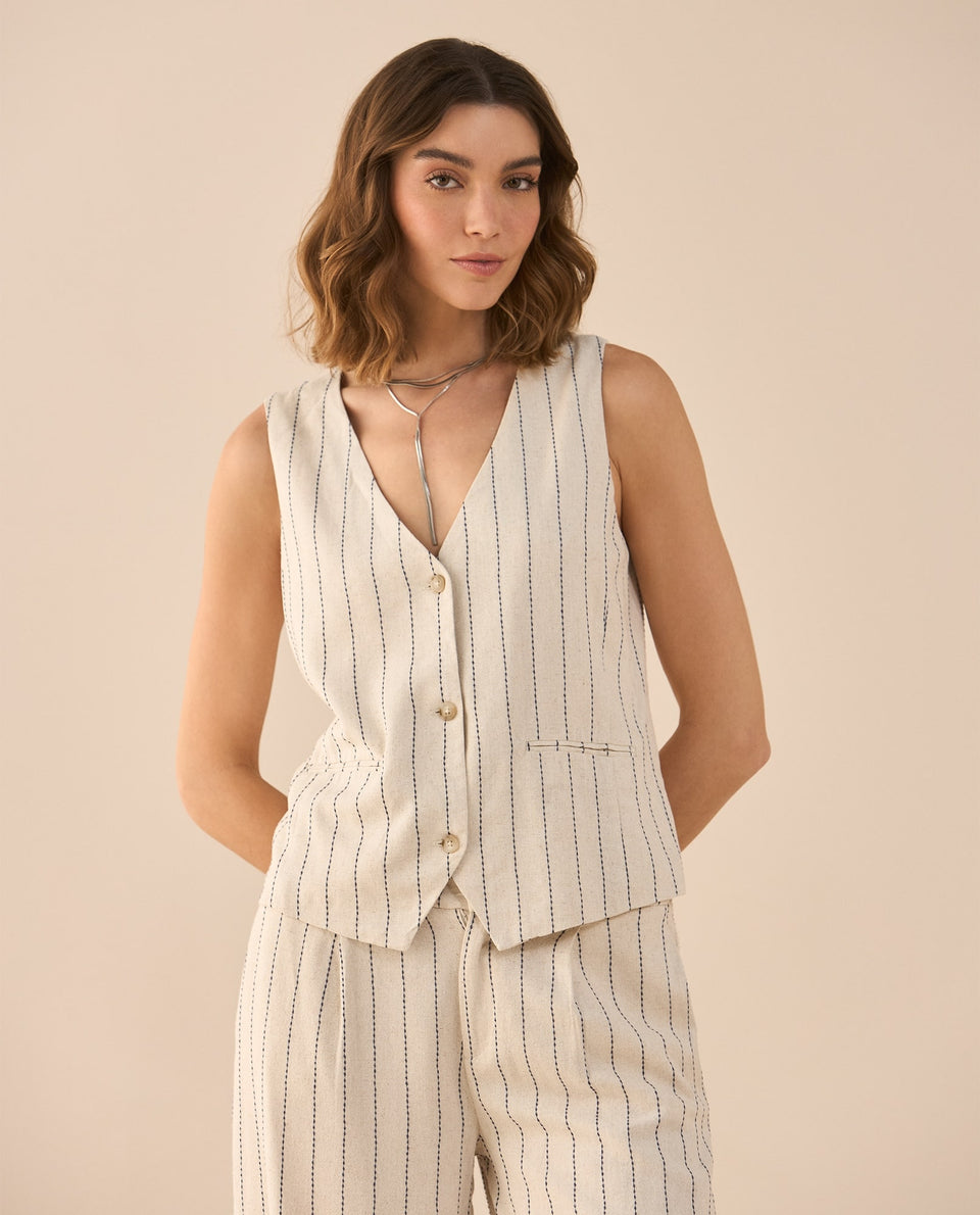 Camisa tipo chaleco para mujer - Blanco 34_611G016_BLA114202_6