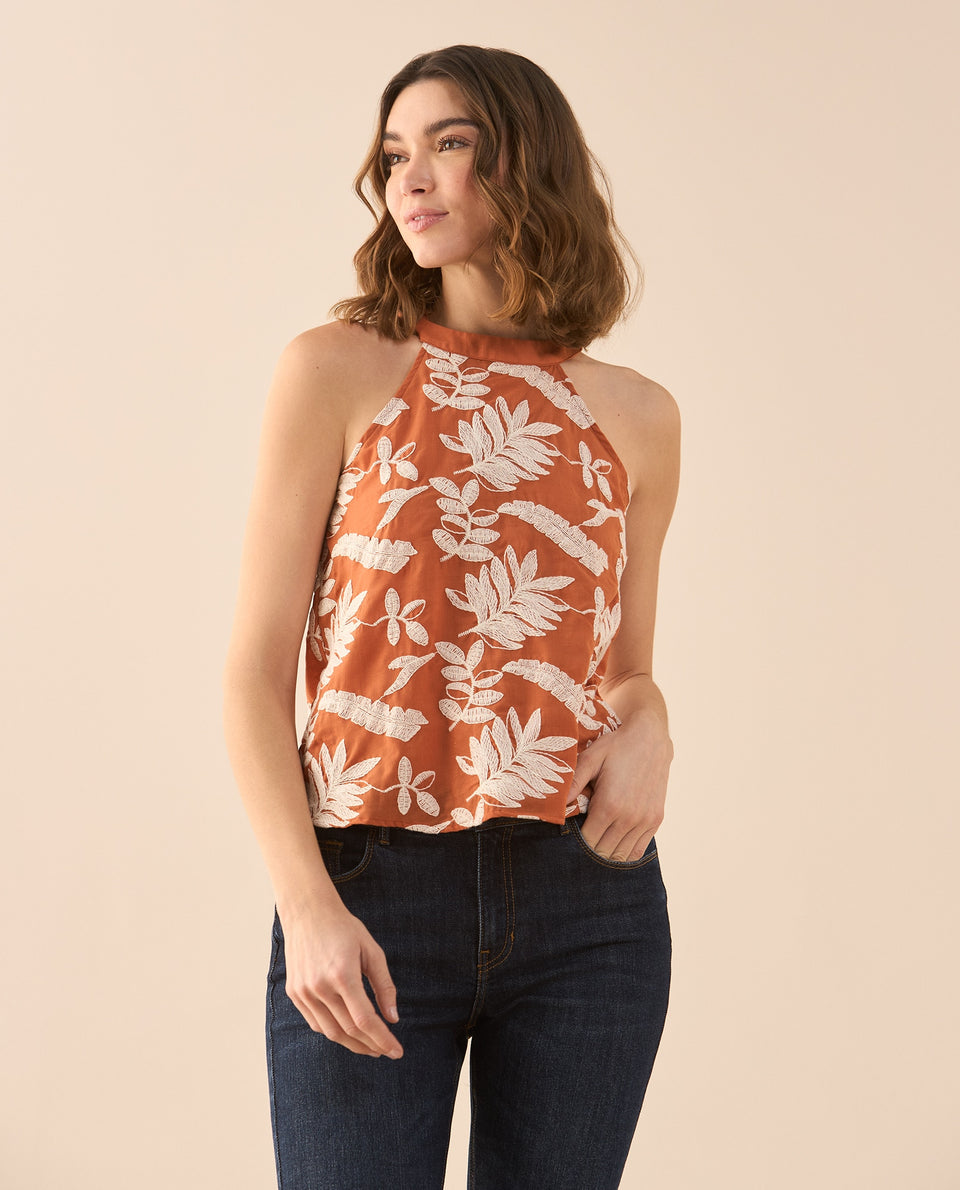 Camisa con detalles bordados para mujer - Naranja 34_611G019_NAR171347_3