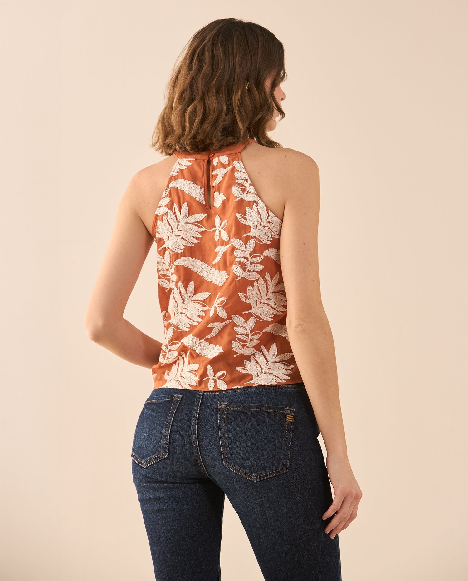 Camisa con detalles bordados para mujer - Naranja