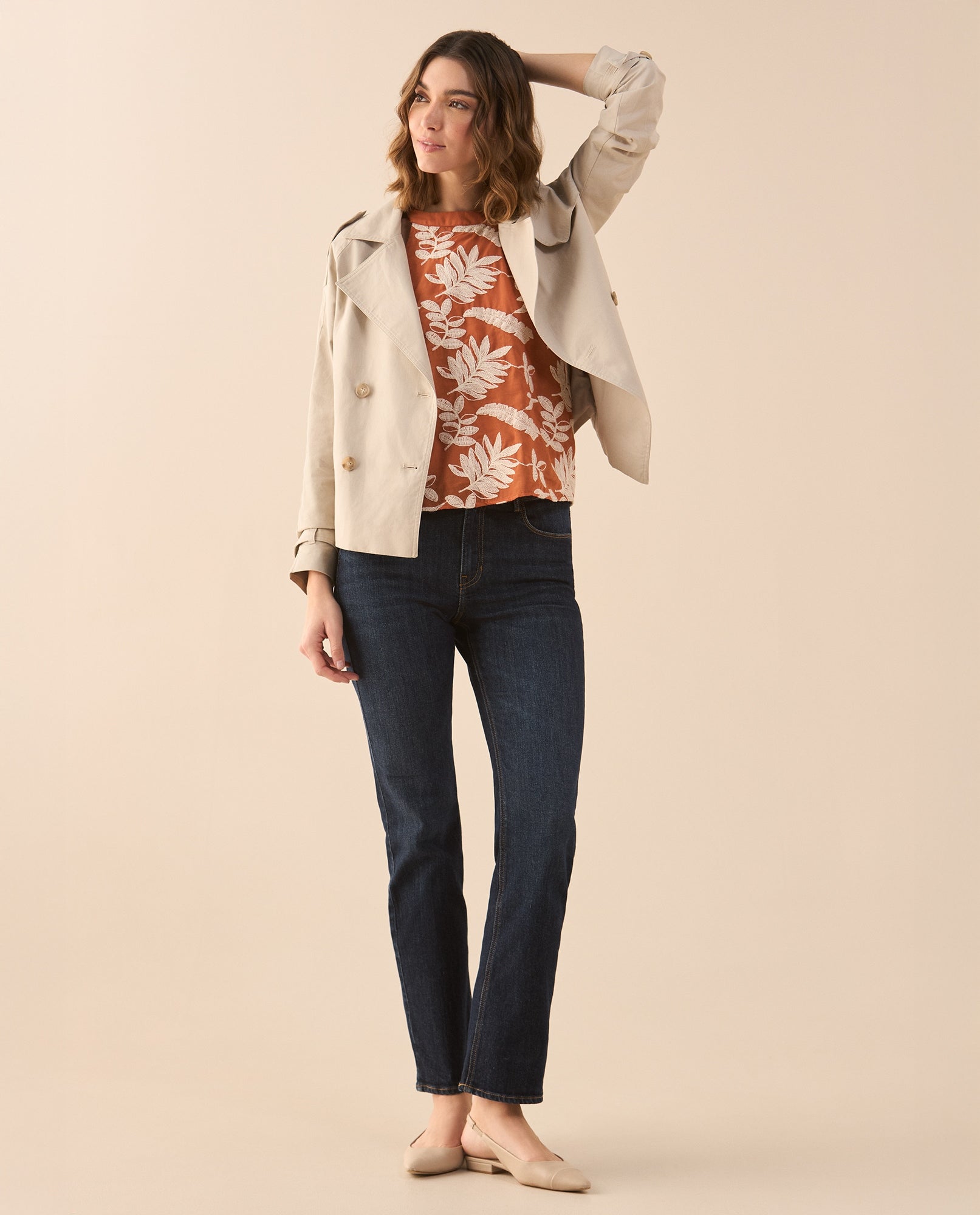 Camisa con detalles bordados para mujer - Naranja 34_611G019_NAR171347_6