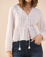 Camisa con escote en V para mujer - Beige