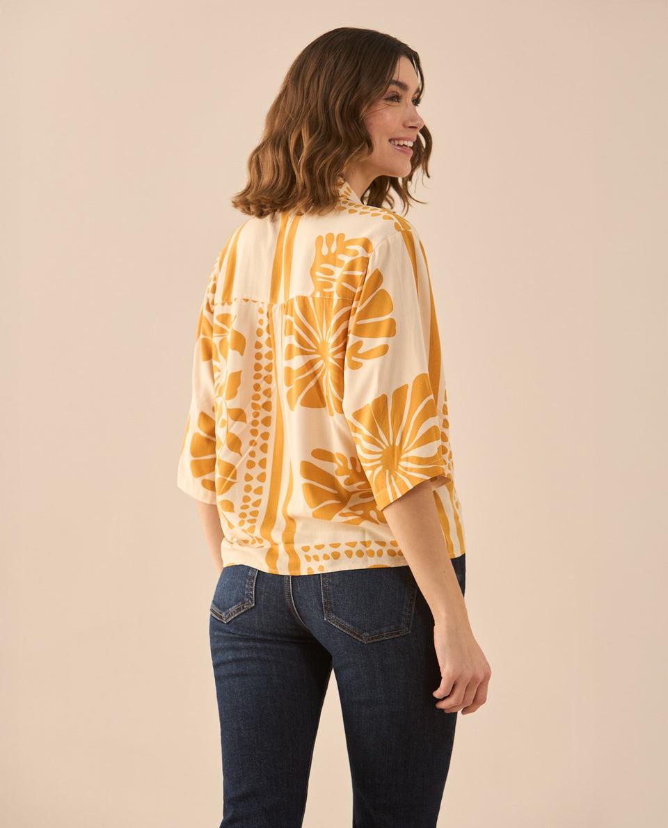 Camisa con estampado de flores para mujer - Crudo 34_611G021_CRU110602_4