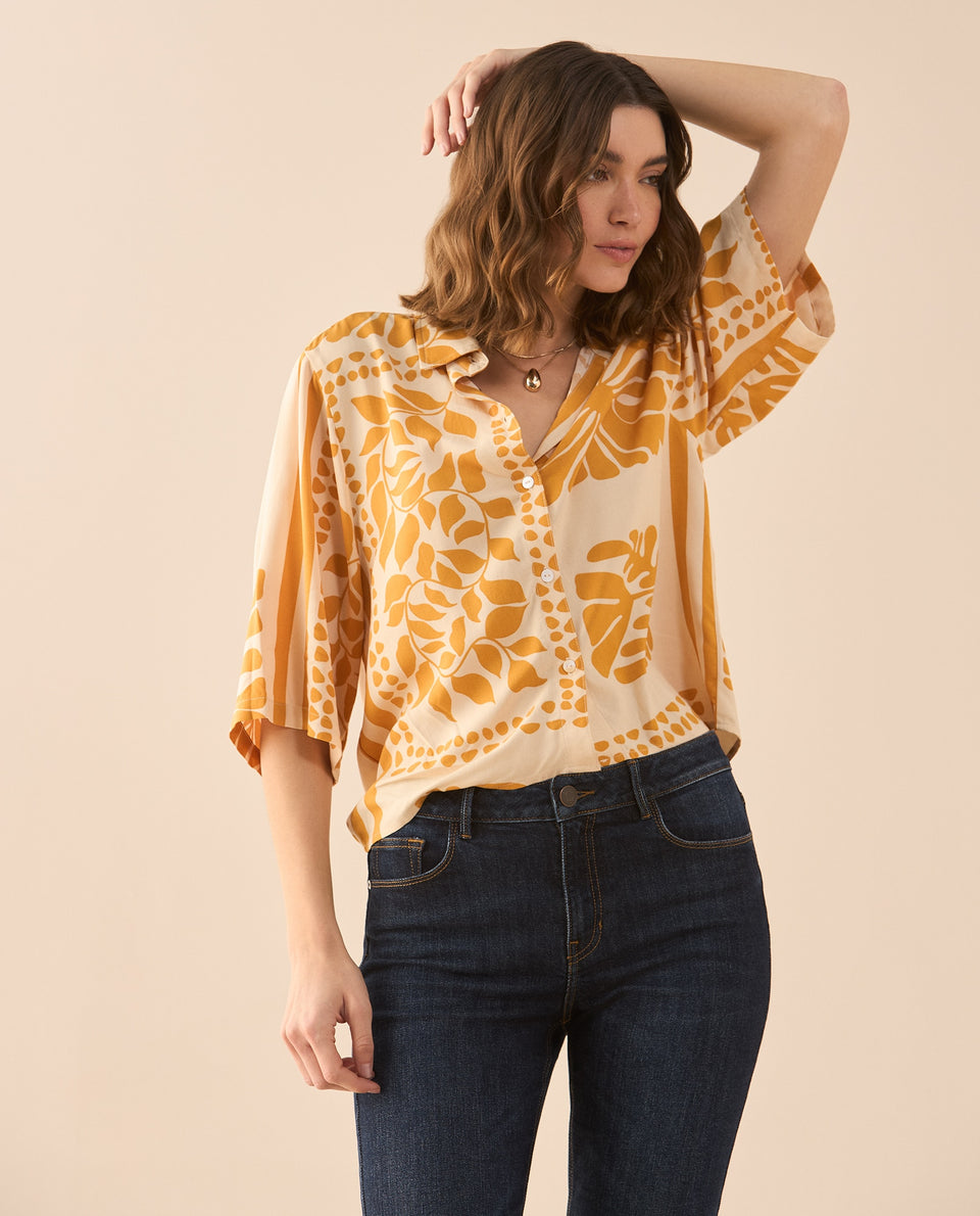 Camisa con estampado de flores para mujer - Crudo 34_611G021_CRU110602_5