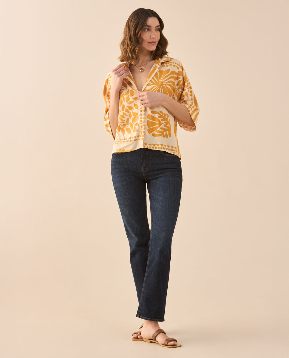 Camisa con estampado de flores para mujer - Crudo 34_611G021_CRU110602_6