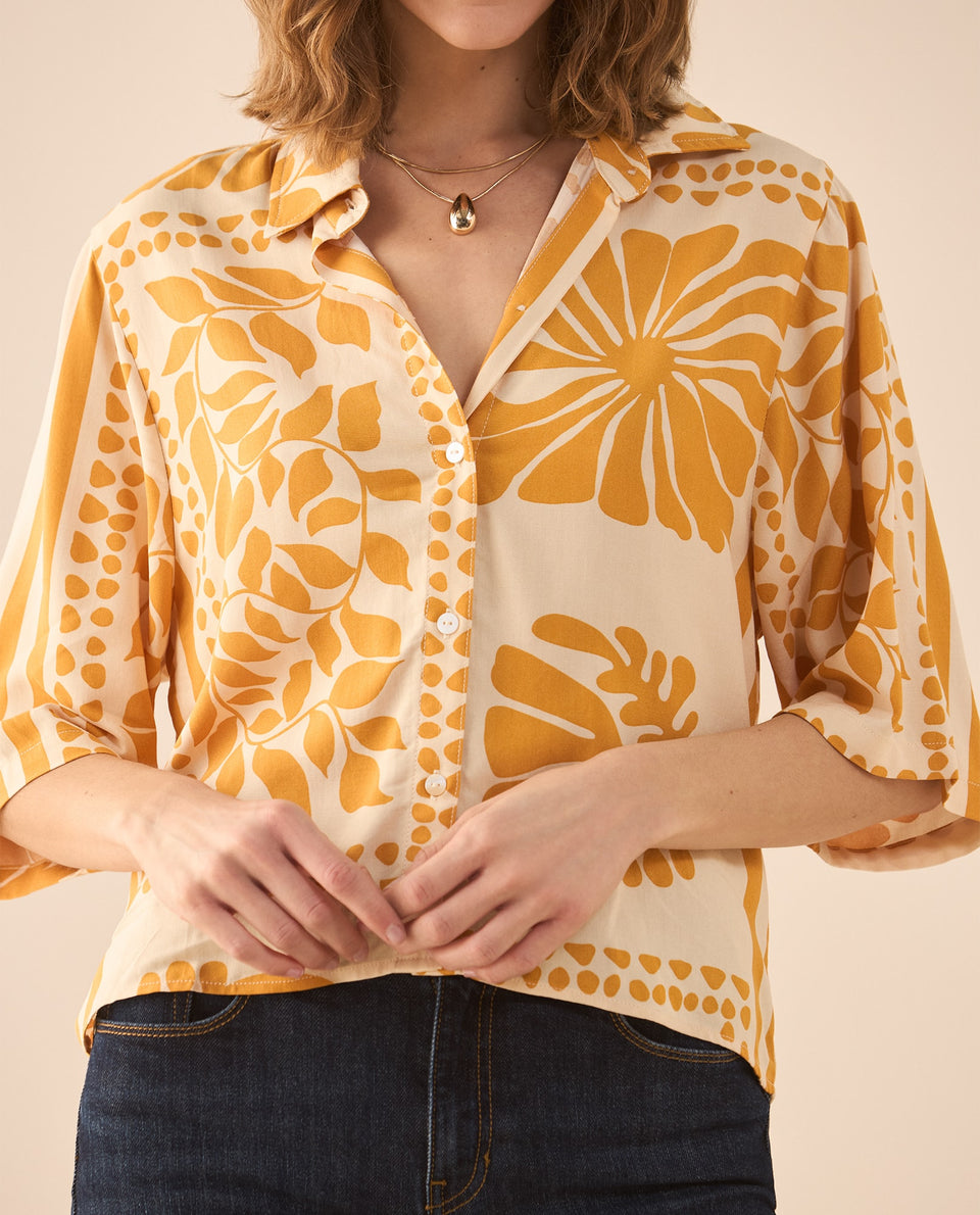 Camisa con estampado de flores para mujer - Crudo 34_611G021_CRU110602_7