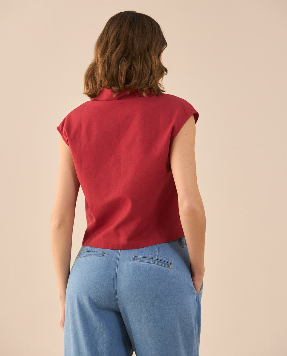 Camisa de largo pretinero para mujer - Rojo 34_611G023_ROJ191656_4