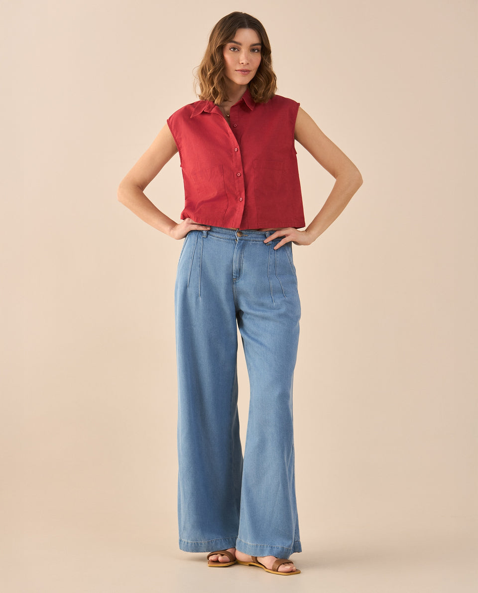 Camisa de largo pretinero para mujer - Rojo 34_611G023_ROJ191656_6