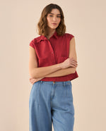 Camisa de largo pretinero para mujer - Rojo