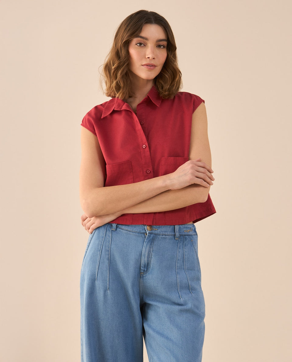 Camisa de largo pretinero para mujer - Rojo 34_611G023_ROJ191656_7