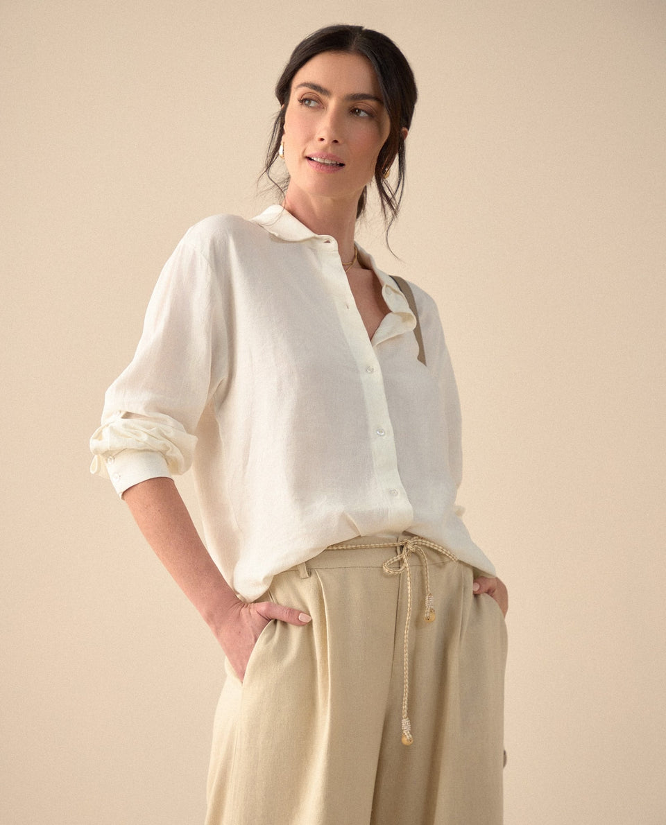 Camisa de cuello clásico para mujer - Crudo 34_611G028_CRU110602_3