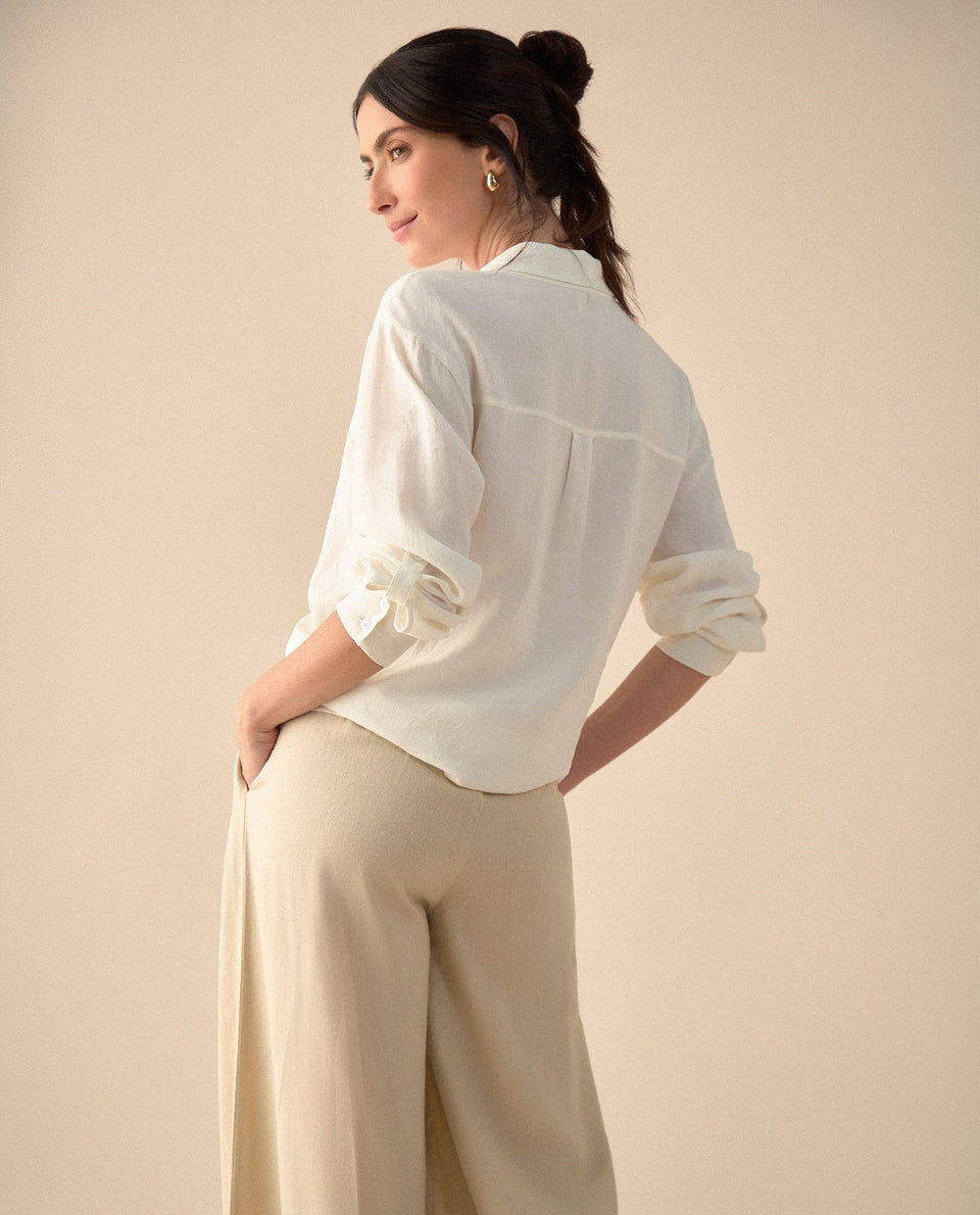 Camisa de cuello clásico para mujer - Crudo 34_611G028_CRU110602_4