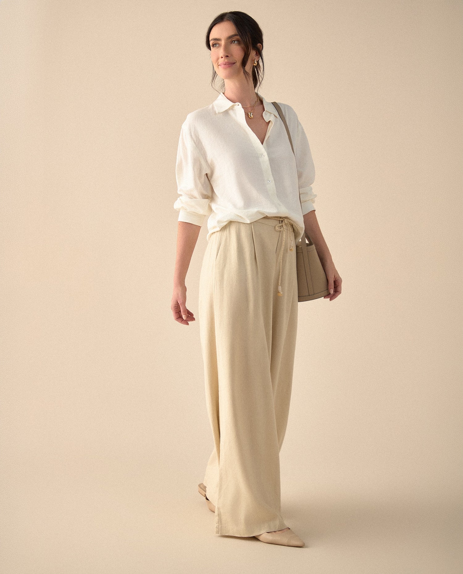Camisa de cuello clásico para mujer - Crudo