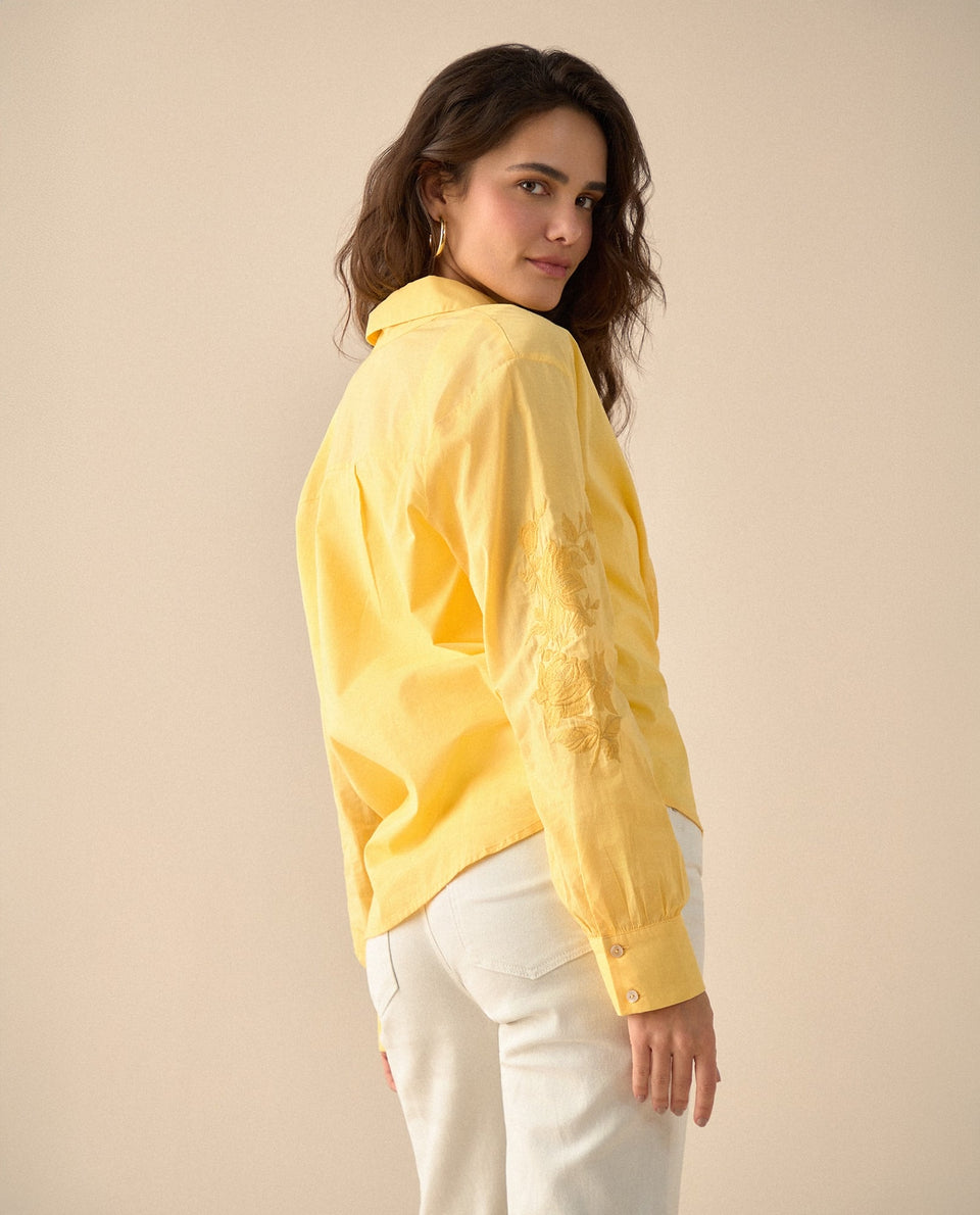Camisa con bordado a tono para mujer - Amarillo 34_611G029_AMA130932_4