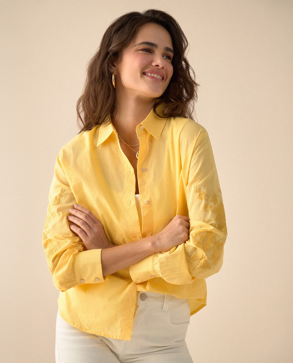 Camisa con bordado a tono para mujer - Amarillo 34_611G029_AMA130932_5