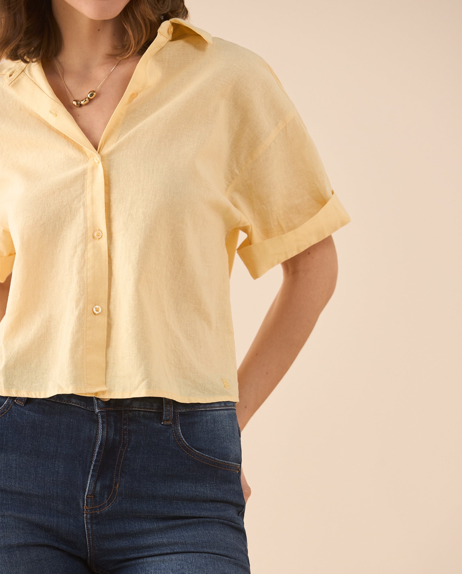 Camisa de manga corta para mujer - Amarillo 34_611G031_AMA130917_3