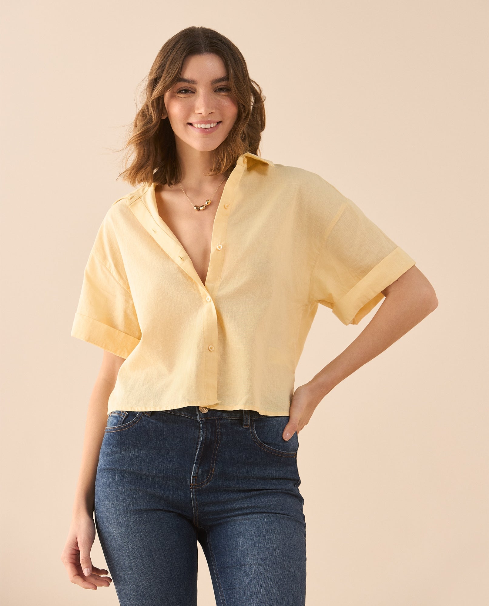 Camisa de manga corta para mujer - Amarillo 34_611G031_AMA130917_6